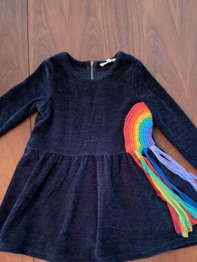 Hannah Banana Navy Dress with Rainbow Tassels